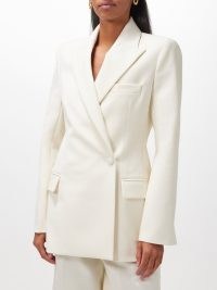Róhe Double-breasted woven blazer in ivory ~ chic off white blazers
