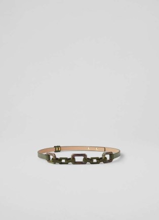 L.K. BENNETT Aspen Green Resin Chain Leather Belt ~ women’s belts - flipped