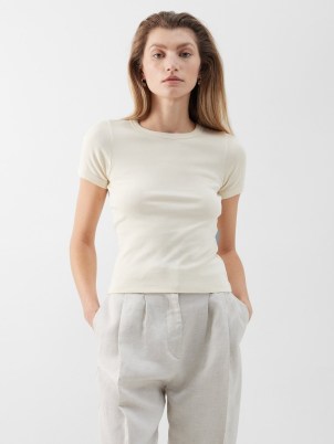 FLORE FLORE Car organic-cotton jersey T-shirt in off white ~ women’s short sleeve tee ~ womens crewneck t-shirts
