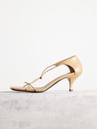 Toteme The Leather Knot 55 leather sandals in beige ~ strappy square toe shoes ~ luxe footwear