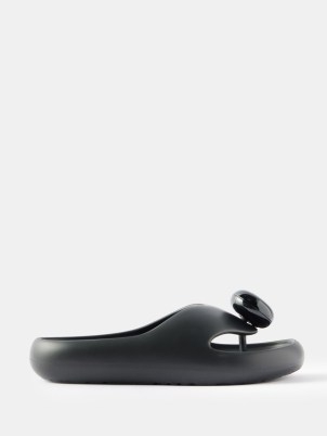 LOEWE Bubble foam-rubber slides in black | women’s toe post sliders | womens moulded footbed summer sandal - flipped