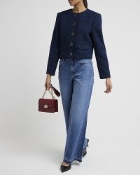 River Island Blue High Waisted Wide Baggy Jeans | womens denim fashion
