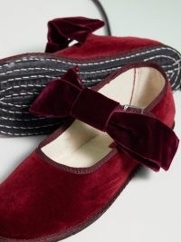 Vibi Venezia Bow-strap burgundy velvet Mary Jane flats – plush Mary Janes – luxe ballerinas