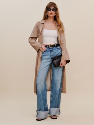 Reformation Cary Cuffed High Rise Slouchy Wide Leg Jeans ~ womens relaxed denim clothing - flipped
