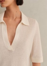 me and em Cashmere Relaxed Polo Shirt in Cream | women’s luxe knitted tops