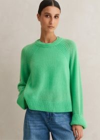 ME and EM Cloud-Soft Merino Cashmere Silk Cropped Box Jumper in Hot Mint ~ green relaxed fit jumpers ~ women’s luxury jumpers