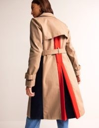 Boden Colour Block Trench Coat in Neutral with Stripe | women’s belted coats for spring 2024