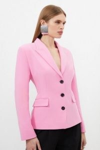 KAREN MILLEN Compact Stretched Tailored Darted Blazer in Pink ~ women’s fitted blazers