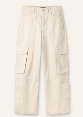 ME and EM Denim Baggy Cargo Jean in Ecru ~ women’s off white relaxed ...