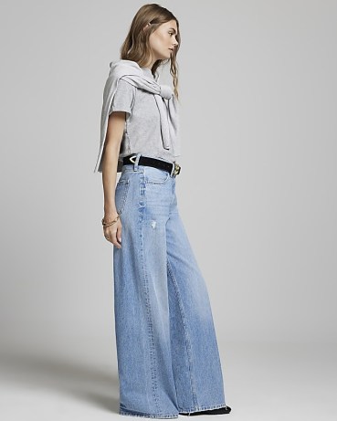 RIVER ISLAND Denim High Rise Wide Baggy Jeans ~ relaxed fashion - flipped