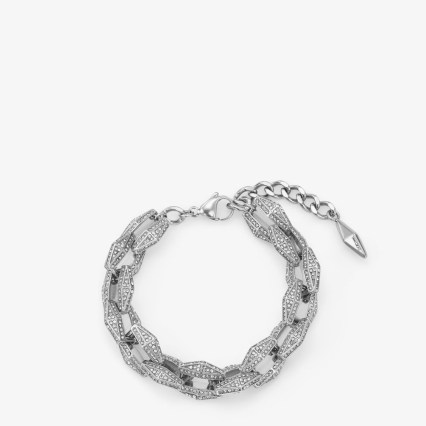 JIMMY CHOO Diamond Chain Bracelet Silver-Finish with Pave Crystals – crystal bracelets – designer jewellery - flipped
