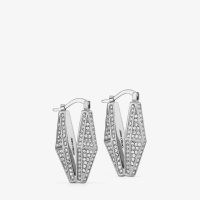 JIMMY CHOO Diamond Chain Earrings Silver-Finish with Pave Crystals – womens designer jewellery