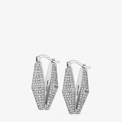 JIMMY CHOO Diamond Chain Earrings Silver-Finish with Pave Crystals – womens designer jewellery - flipped