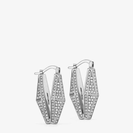 JIMMY CHOO Diamond Chain Earrings Silver-Finish with Pave Crystals – womens designer jewellery