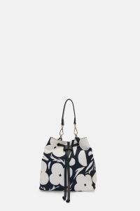 gorman Flower Bucket Bag / monochrome floral print bags / drawstring crossbody