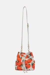 Lola Avigliano x gorman Fruit Market Bucket Bag / white and orange canvas shoulder bags
