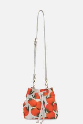 Lola Avigliano x gorman Fruit Market Bucket Bag / white and orange canvas shoulder bags - flipped