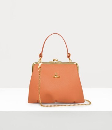 Vivienne Westwood Granny frame purse in Orange / vintage style faux leather top handle bag