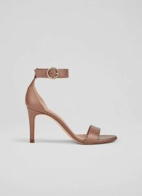 L.K. BENNETT Ivy Nude 3 Leather Single Strap Sandals ~ light brown barely there sandal