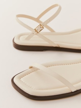 Reformation Lake Flat Sandal in Almond Leather ~ luxe off white flats ~ strappy summer sandals
