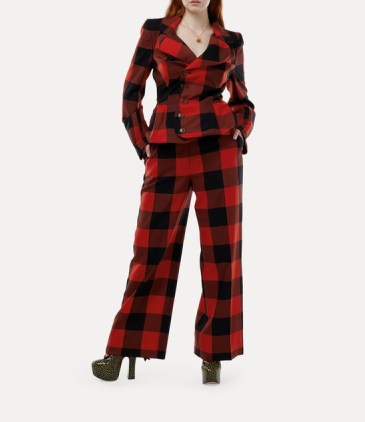 Vivienne Westwood Lauren trousers in Red – Black Check / women’s checked trouser - flipped