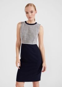 HOBBS LAURIE DRESS WITH COTTON NAVY IVORY ~ chic sleeveless colour block dresses