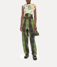Vivienne Westwood Long macca corset trousers in Combat Tartan / women’s green checked relaxed fit drop crotch trouser