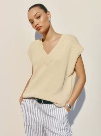 Reformation Marnie Oversized Cotton Sweater Vest in Sugar | relaxed fit knitted vests | luxe style knits