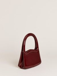Reformation Mini Monica Frame Handle in Ruby Patent ~ small glossy red leather handbag