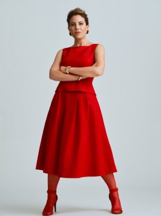 mation Moya Linen Two Piece in Cherry ~ red sleevless top and A-line skirt co-ord ~ womens fashion sets ~ skirts and tops