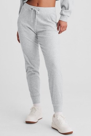 alo yoga MUSE SWEATPANT in Athletic Heather Grey ~ women’s cuffed ankle sweatpants ~ womens ribbed joggers ~ soft feel jogging bottoms ~ sport luxe pants