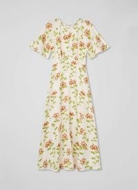 L.K. BENNETT Pascal Cream Valerian Floral Print Silk Dress / silky summer party dresses / spring occasionwear