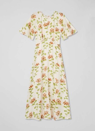 L.K. BENNETT Pascal Cream Valerian Floral Print Silk Dress / silky summer party dresses / spring occasionwear