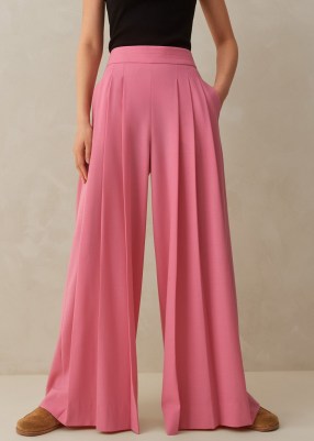 ME and EM Pleated Ultra Wide-Leg Trouser in perfect pink ~ front pleat palazzo style trousers - flipped