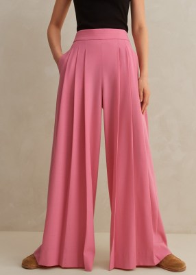 ME and EM Pleated Ultra Wide-Leg Trouser in perfect pink ~ front pleat palazzo style trousers