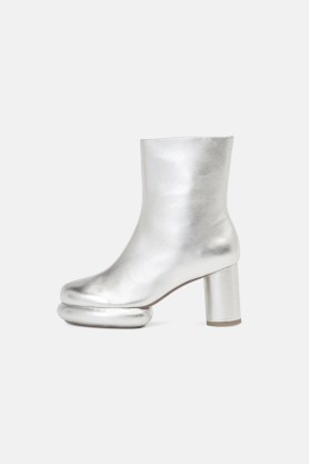 gorman Puffy Boot in Platinum / metallic leather retro space-age inspired boots / women’s shiny vintage style footwear - flipped