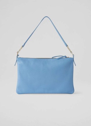 L.K. BENNETT Rachel Blue Leather Slim Shoulder Bag – grainy leather spring bags 2024 - flipped