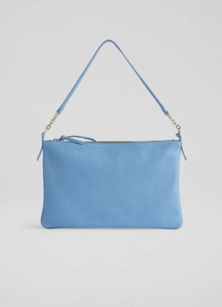 L.K. BENNETT Rachel Blue Leather Slim Shoulder Bag – grainy leather spring bags 2024
