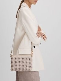 Reiss BROMPTON LEATHER WOVEN HANDBAG / small luxe shoulder bags