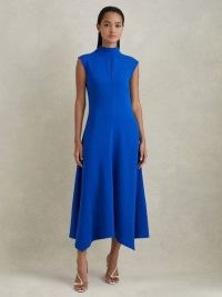 Reiss DAILA HIGH RISE DENIM MIDI SKIRT COBALT BLUE – high neck fit and flare dresses – sophisticated occasionwear