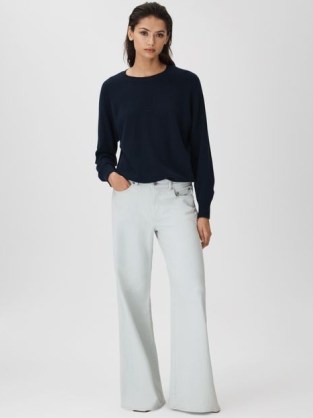 Reiss MAIZE FLARED SIDE SEAM JEANS in LIGHT BLUE | women’s relaxed fit denim clothing | vintage style flares - flipped