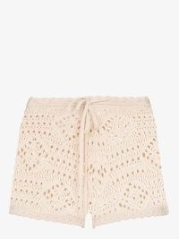 Saint Laurent Natural Crochet Wool Shorts / women’s short open knit shorts