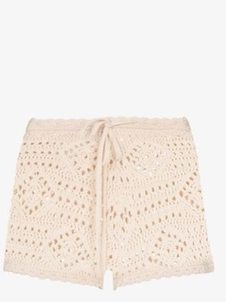 Saint Laurent Natural Crochet Wool Shorts / women’s short open knit shorts