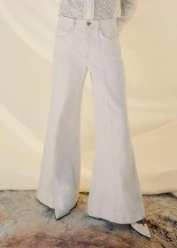ME and EM Seam Front Wide-Leg Flare Jean in White ~ women’s relaxed fit jeans ~ denim flares