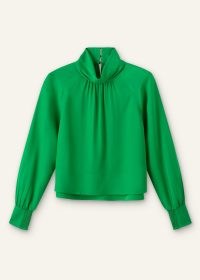ME and EM Silk High Neck Raglan Sleeve Top in Spring Green ~ silky tops
