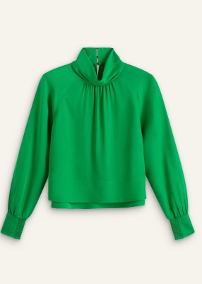 ME and EM Silk High Neck Raglan Sleeve Top in Spring Green ~ silky tops - flipped