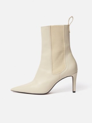 JIGSAW Skelter Heeled Boot in Cream ~ luxe stiletto heel calf length boots - flipped