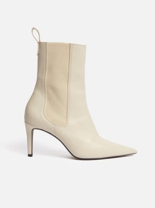 JIGSAW Skelter Heeled Boot in Cream ~ luxe stiletto heel calf length boots
