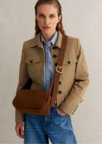 ME and EM Slouchy Sling Bag in Tobacco ~ brown leather elongated crossbody bags