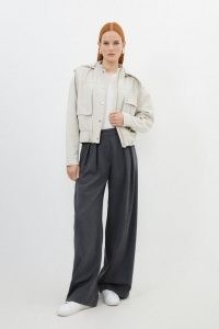 KAREN MILLEN Tailored Hooded Pocket Detail Short Parka ~ cropped parkas ~ women’s utility jackets